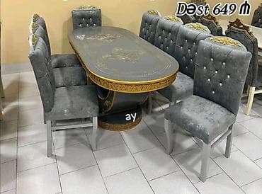 Qonaq otağı üçün, Yeni, Açılmayan, Oval masa, 8 stul
