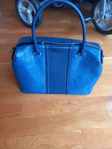 tofaş aksesuar: Mavi qadın çantası - Dizayn: Krokodil naxışlı mavi səth, ortada hamar — 2