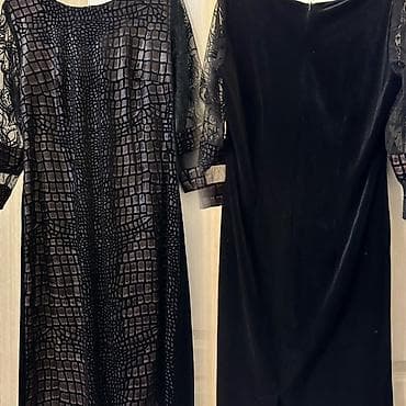 Qadın gecə/libas paltarı - Rəng: qara - Material: məxmər əsas və