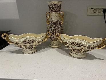qab qacaqlar: Leopar naxışlı keramika dekor dəsti - Tərkib: 3 hissə — 1 ədəd böyük — 1