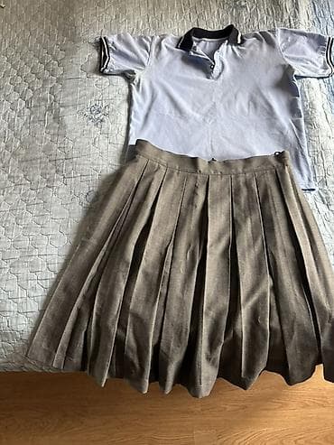 Uşaq ayaqqabıları: Məktəb forması dəsti - Üst: Açıq mavi rəngdə qısaqol polo köynək — 1