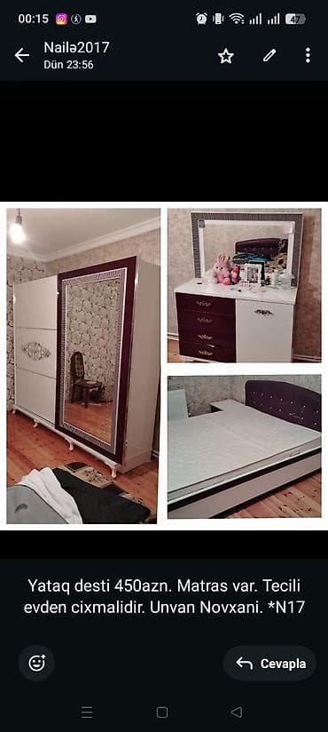 Yataq desti 450azn. Matras var. Tecili evden cixmalidir. Unvan — 1