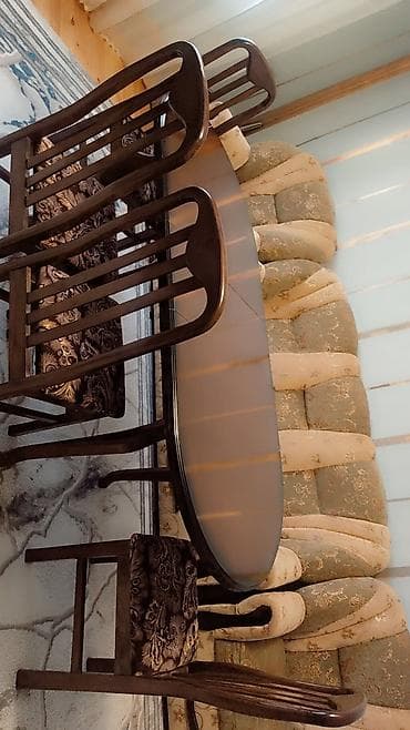 stul kuxna: Mətbəx üçün, Açılmayan, Oval masa, 4 stul — 1