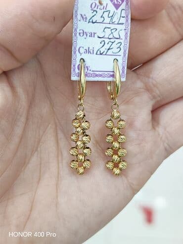 sirqa modelleri: Sırğa, Pandora, Sarı qızıl, 585 Əyar, 273 g — 4