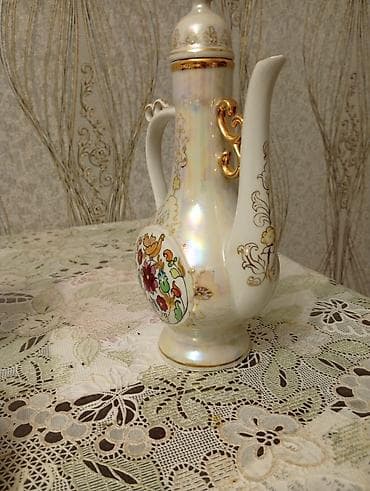 cay dəsti: Porşelen dekorativ çay/qəhvə qabı – şərq üslubunda, qapaqlı - — 2