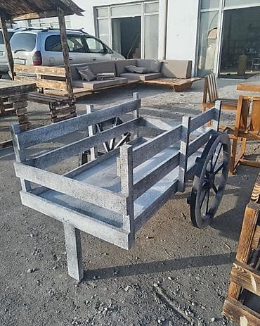 mebel boya: Taxta dekorativ çiçək arabası (bağ üçün) - Material: keyfiyyətli — 8