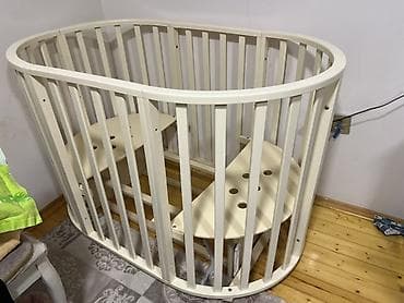 dovsan eti: Oval formalı uşaq beşiyi - Rəng: krem/ivori - Material: taxta karkas — 3