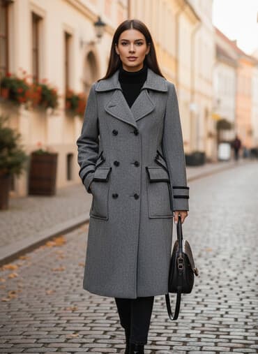 женские утепленные плащи: Пальто, цвет - Серый — 1