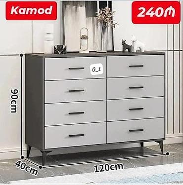 divan ustu: Kamod – 8 çekmecəli komod Ölçülər: - Uzunluq: 120 sm - Hündürlük: 90 — 1