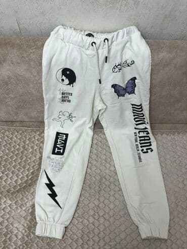 zara xs: Şalvar, Mavi, XS, rəng - Ağ — 3