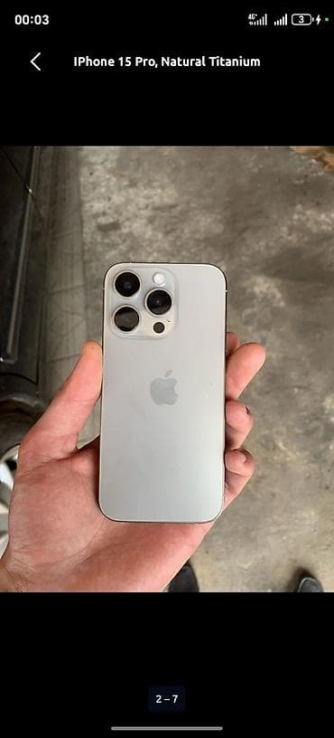 qabyuyan masin satilir: IPhone 15 Pro, 256 GB, Natural Titanium, Simsiz şarj, Face ID — 4