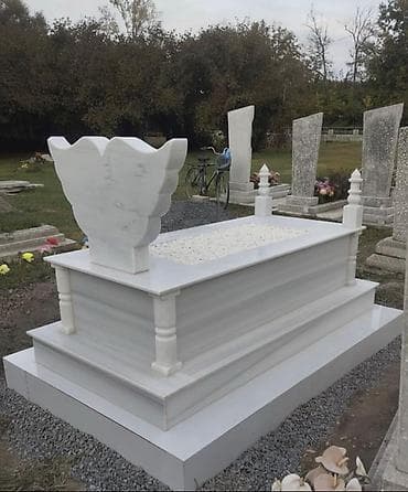 ad gunu ev dekoru: Ağ mərmərdən məzar mələk qanadlı abidə - Material: yüksək keyfiyyətli — 2
