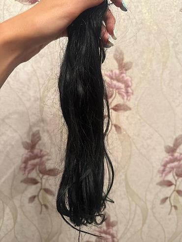 sarı sac: Qara rəng təbii saçlar uzunluq 60 sm, cəkisi 150 qr, bir dəfə istifadə — 2