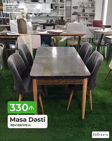 kohnə stul: Masa dəsti – 4 stul + açılan masa - Masa ölçüsü: 80×130/170 sm — 1