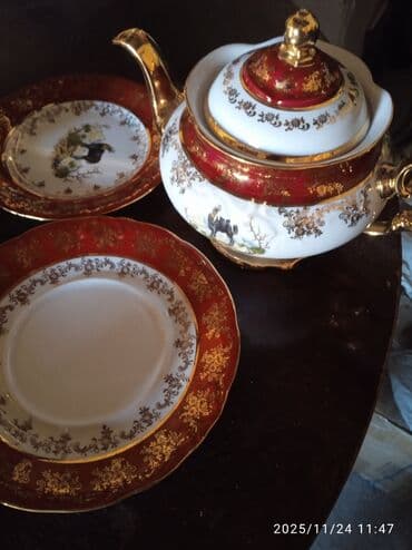 qazan dəsti: Çay dəsti, rəng - Qırmızı, Farfor — 5