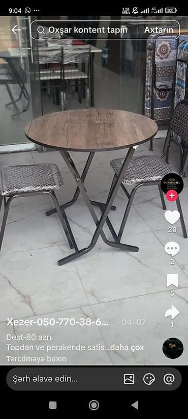 Masalar və oturacaqlar: Balkon masası, Yeni, Qatlanan, Laminat, Yumru masa — 3