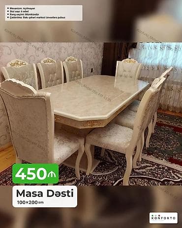 kohnə stul: Masa Dəsti – klassik üslubda Ölçü: 100×200 sm Mexanizm: açılmayan — 1