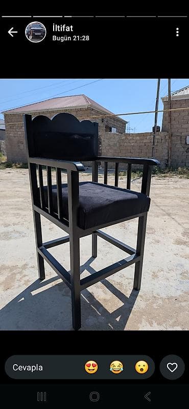 Mətbəx üçün, Qatlanmayan, rəng - Qara Stul — 2