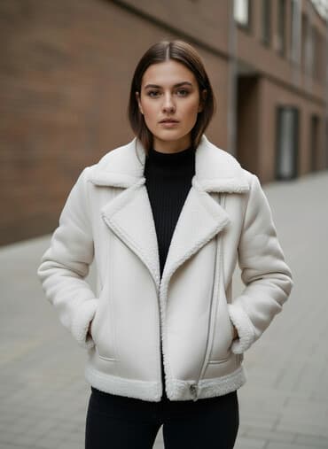 женские кожаные косухи: Stradivarius, L — 1