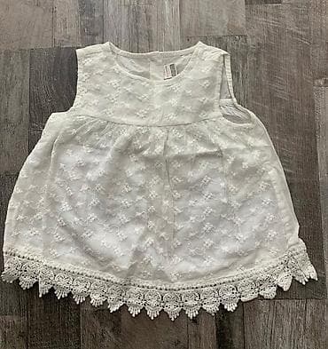 yun corab: Ağ rəngli qız uşaq koftası/bluz. - Qolsuz, dairəvi yaxalı - Üst — 2