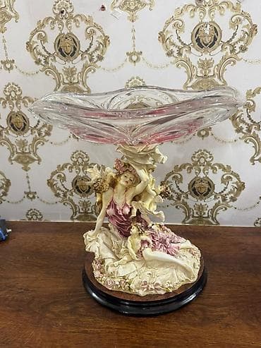 şirniyyat qablari: Dekorativ şüşə meyvə qabı – heykəl kompozisiyalı - Üst hissə: qalın — 2