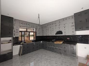 boz rengde metbex mebelleri: Mətbəx mebel dəsti – AGT yüksək parlaq MDF/, yuxarı və aşağıKünc — 3