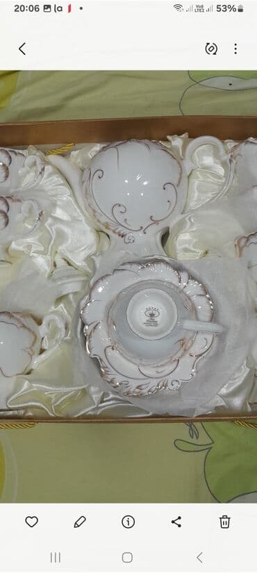 zerif cay qiymeti: Çay dəsti, rəng - Ağ, Farfor, 6 nəfərlik, Türkiyə — 3