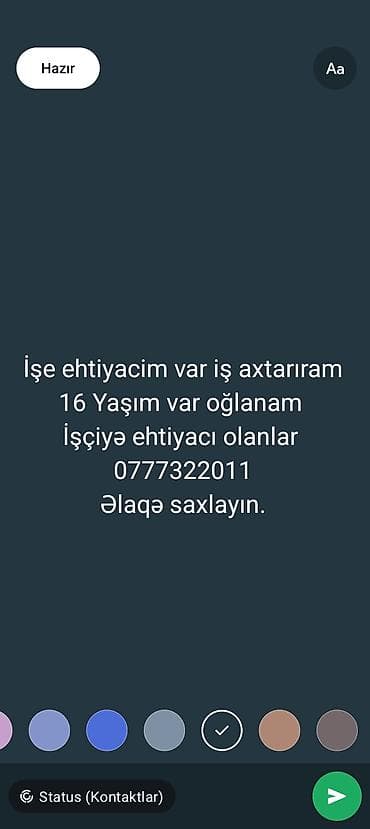 fermer işi: Xidmət: Gənc işçi özünə uyğun iş axtarır - Yaş: 16 - Cins: oğlan - — 2