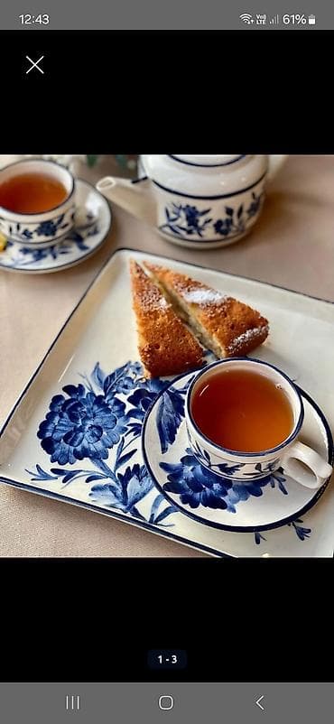 parda: Çay dəsti, rəng - Mavi, Keramika — 1