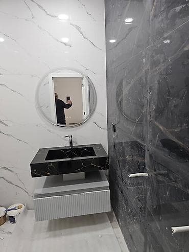 dola: Məhsul: Hamam üçün dizayner lavabo mebeli və işıqlı güzgü dəstləri — 2