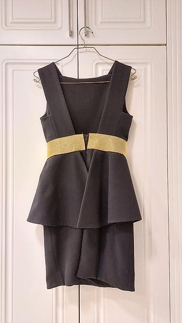 xonca bezedilmesi: Qara rəngli şık baha qiymete alınmış kokteyl/libas - Model: peplum — 1
