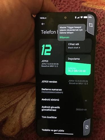 android: Xiaomi Black Shark 4, 128 GB, rəng - Göy, 
 İki sim kartlı — 1