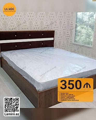 carpayı matras: İkinəfərlik çarpayı, Bazalı, Matras ilə, Siyirməsiz — 1