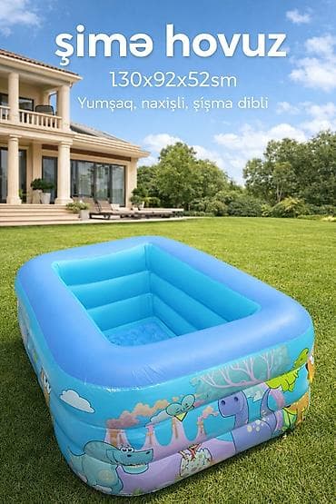 baseyn satisi: Şişmə uşaq hovuzu - Ölçülər: - Mavi model: 130 x 92 x 52 sm-40azn - — 2