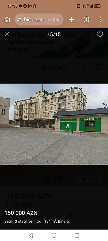 binə qəsəbəsində evlərin satışı: 3 otaqlı, Yeni tikili, 134 kv. m — 1