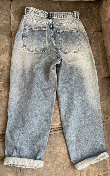 Alt paltarı: Qadın/Unisex cins şalvar dəsti 1) Açıq mavi mom fit cins - Yüksək — 2