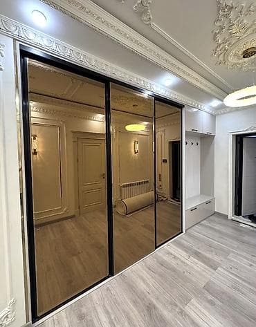 mebel usaq: 3 qapılı, Güzgülü, Boz, Digər material, Kupe, Düz dolab — 2