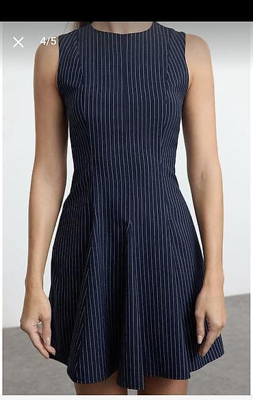 mavi don: YENİDİR!!!!! Qadın paltarları – zolaqlı qısa don - Rəng: tünd — 2