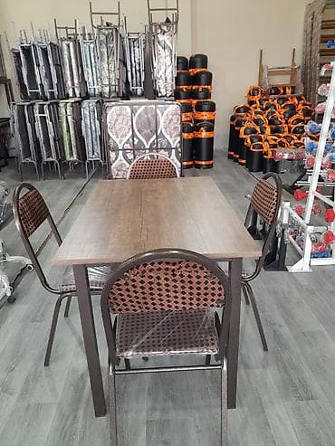 Metal karkaslı masa və stul dəstləri - Masa: düzbucaqlı forma, taxta — 1