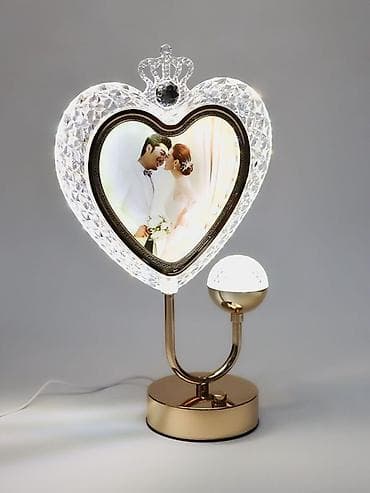stolüstü işıq: LED işıqlı ürək formalı foto çərçivəli stolüstü lampa - Dizayn: Ürək — 3