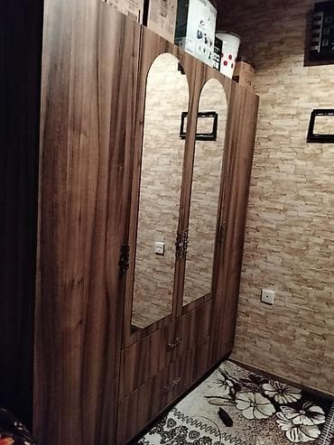 paltar qardirobu: 3 qapılı, Güzgülü, Qəhvəyi, Digər material, Açılan, Düz dolab — 3