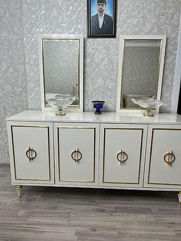 stullar ev ucun: Zərif klassik üslubda qonaq otağı dəsti - Künc divan: bej rəngdə — 2