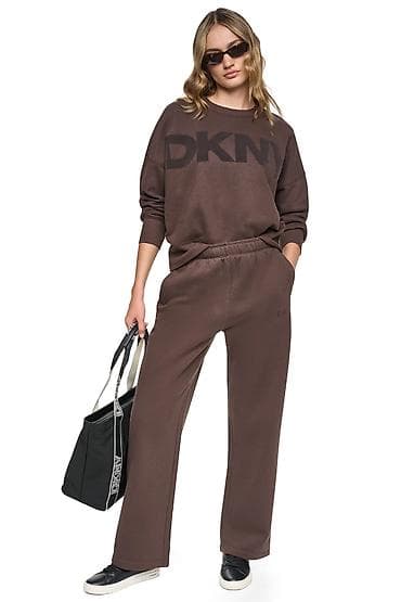 sweatshirt: DKNY qadın idman dəsti – şokolad-qəhvəyi rəngdə sweatshirt və şalvar — 2