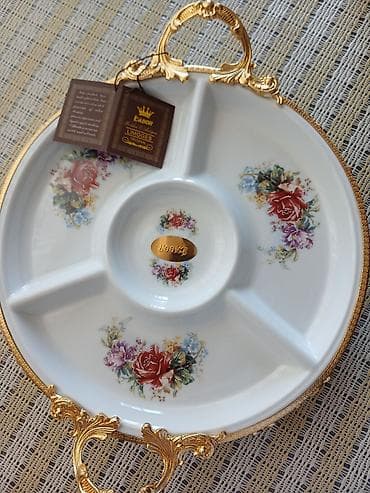 şorba qabı: Limoges üslublu bölməli porselen qəlyanaltı boşqabı - Material: Ağ — 2