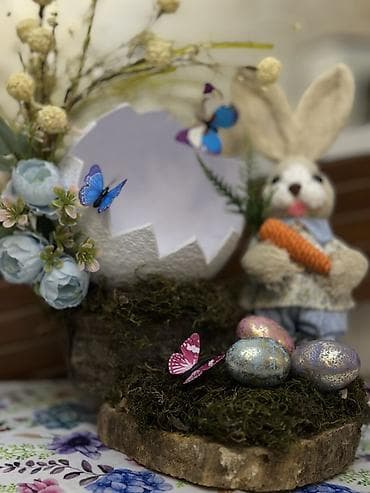 Güzgülər: Pasxa temalı dekor kompozisiya - Təbii ağac kəsiyindən hazırlanmış — 2