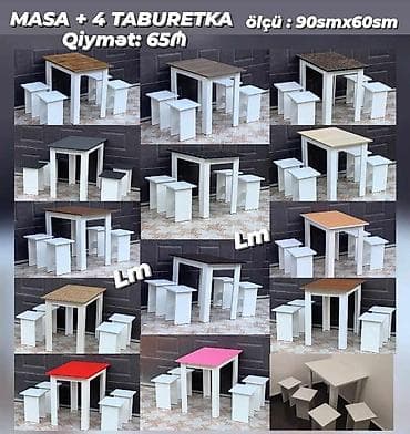 taburetkalar: Mətbəx üçün, Açılmayan, Dördbucaq masa, 4 stul — 1