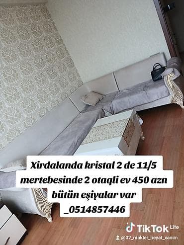 zabratda ev: Xirdalanda kristal 2 de 11/5 mertebesinde 2 otaqli ev 450 azn bütün — 1