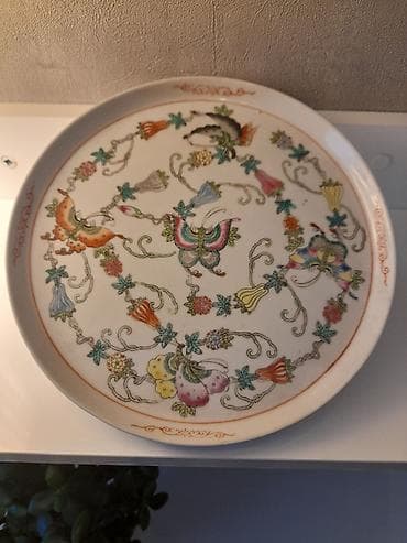 Dekorativ boşqab və şüşə meyvəqabı dəsti