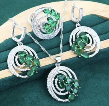 Qiymətli daşlar: Dəstə daxildir: Üzük, Sırğa, Sep, Gümüş, 925 Əyar — 5