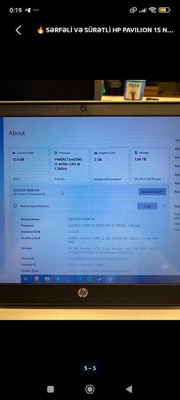 apple mac mini: HP Pavilion 15 noutbuku + çanta 10 GB ram 1 tb yaddaş qoşulub +128 gb — 3